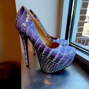 Purple Platform Snake Print Stilettos Heels
